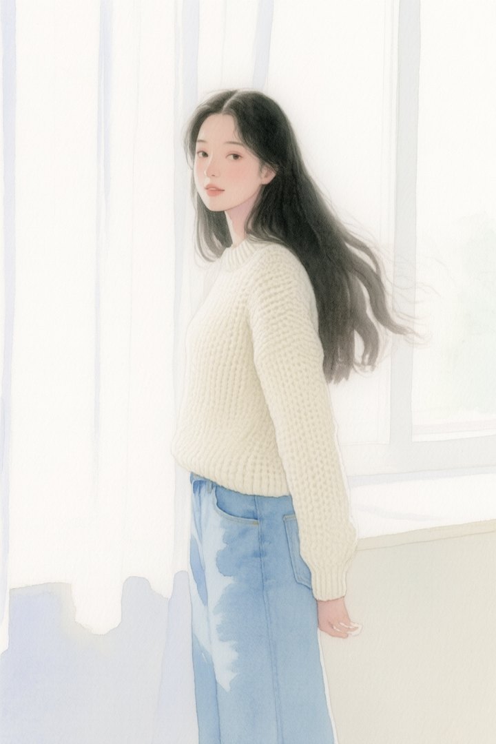 Watercolour render at strength 0.25: a closer crop and a different pose, much like the render without ControlNet.
