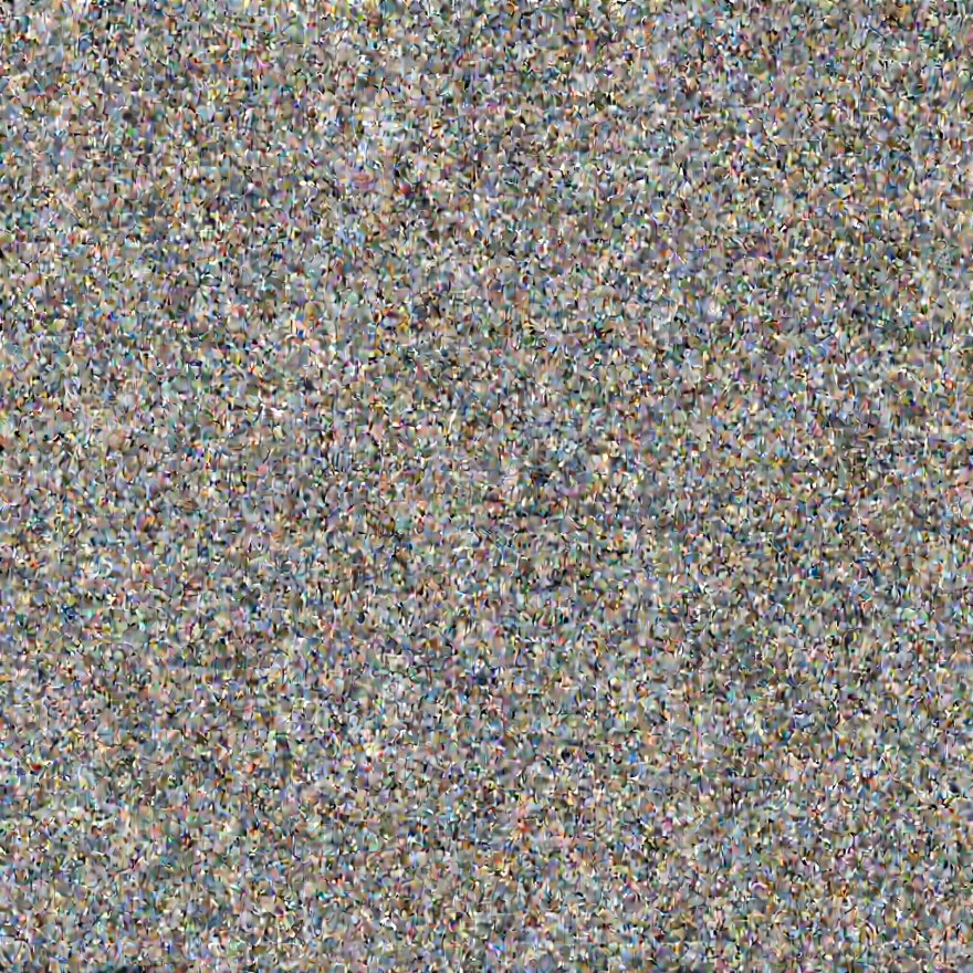 The render with the LoRA at 1.0: nothing but coloured noise.